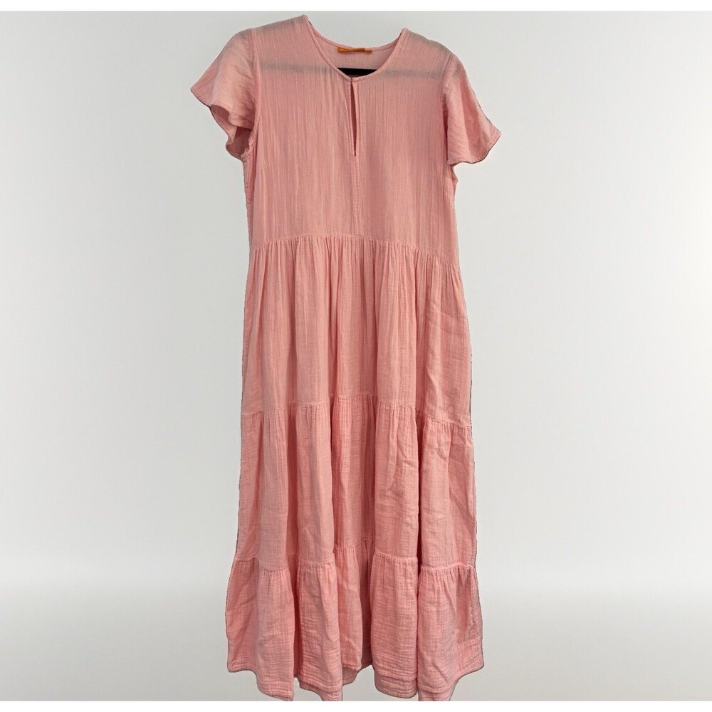 Oliphant Dress Size Medium Pink Maxi Muslin Pockets 100% Cotton